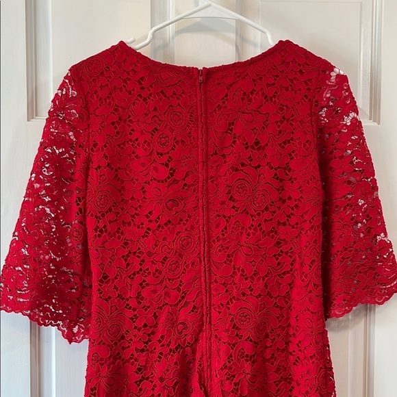 Lauren Ralph Lauren All Over Floral Lace Cherry Red Mini Dress - Size 6 - Picture 10 of 13